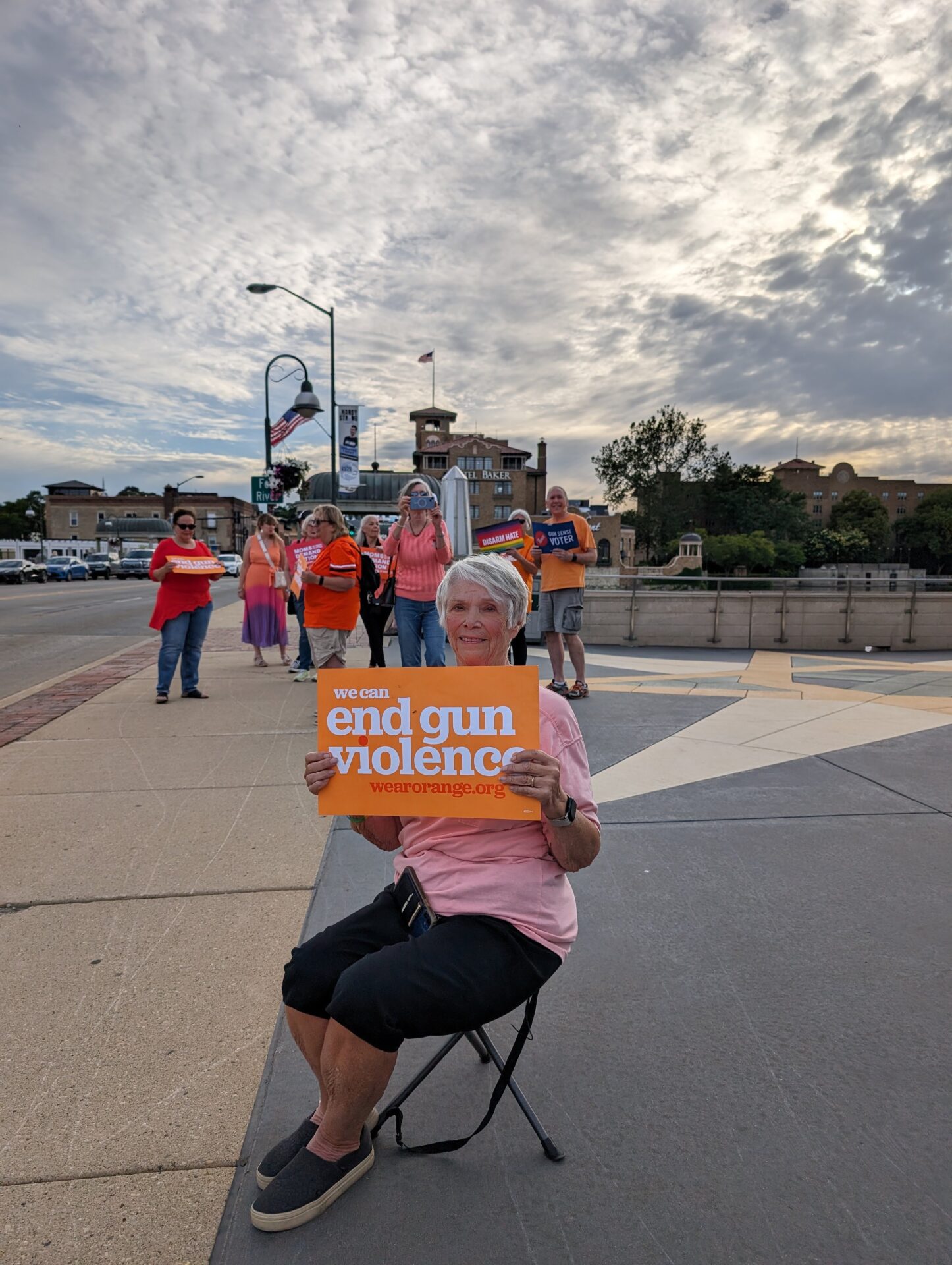 Showing End Gun Violence Signs at the St. Charles Wear Orange Rally