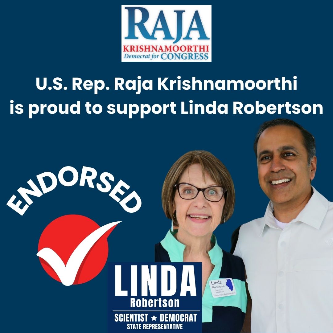 U.S. Rep. Raja Krishnamoorthi endorses Linda Robertson for IL's 65 House District